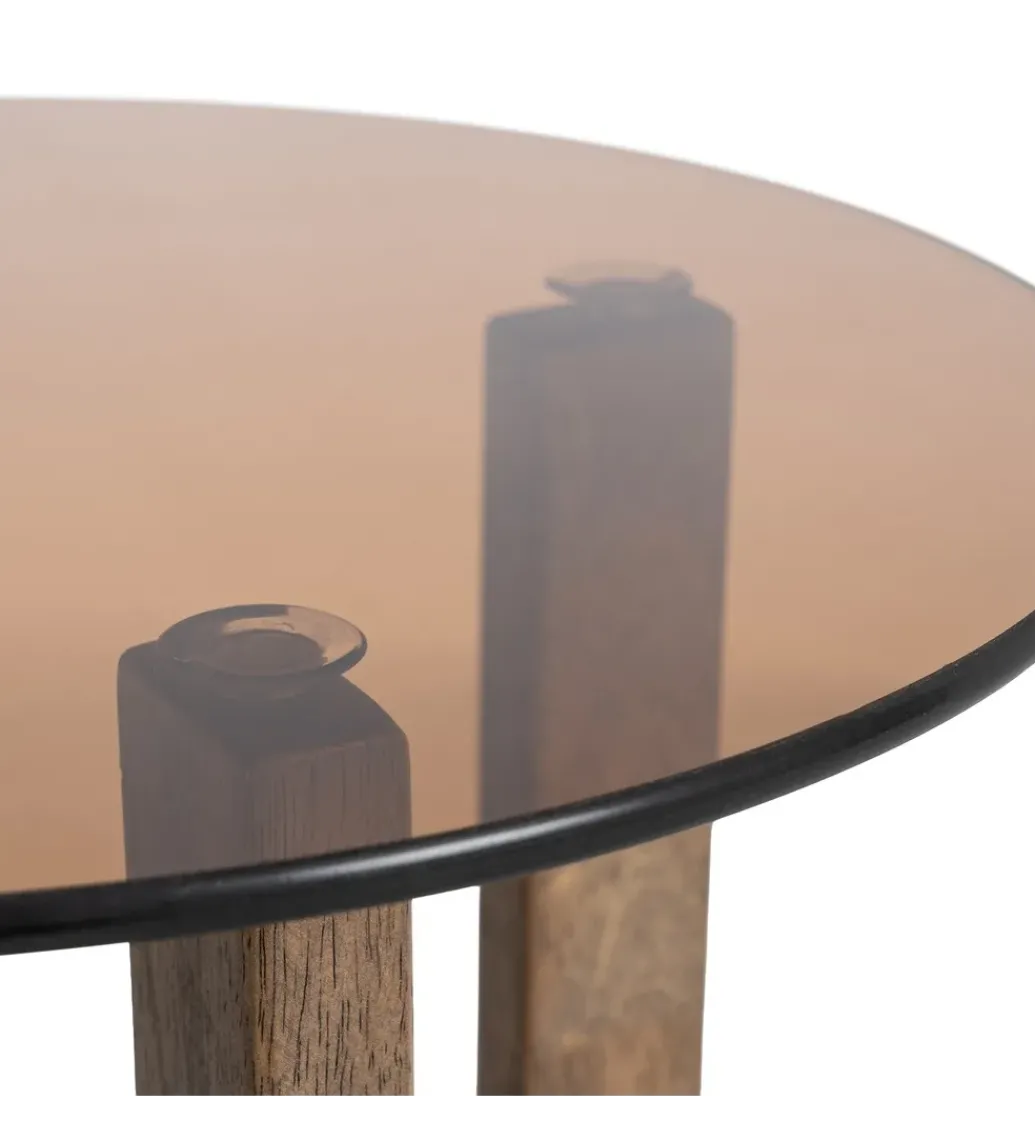 Stolik kawowy boczny AMY drewno kauczuk*Zona-Design Outlet