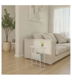 Stolik kawowy boczny BRIX LUNA 57 cm biały*LF-Design