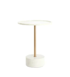 Stolik kawowy boczny CIVITA 53 cm biały złoty*L&L Outlet