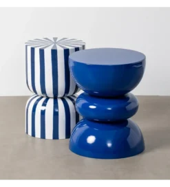 Stolik kawowy boczny METERAN 47 cm niebiesko biały*Zona-Design Discount