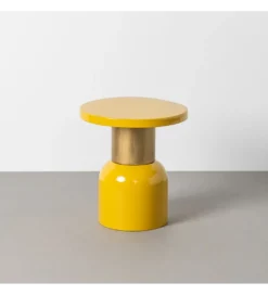 Stolik kawowy boczny SLAVICM 40 cm musztardowy*Zona-Design Online