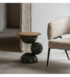 Stolik kawowy boczny SYLVIAM 46 cm zielony naturalny*Zona-Design Best