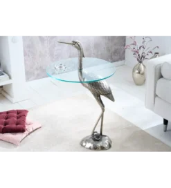 Stolik kawowy boczny WILDLIFE HERON 90 cm srebrny*Invicta Interior Discount