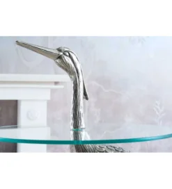 Stolik kawowy boczny WILDLIFE HERON 90 cm srebrny*Invicta Interior Discount