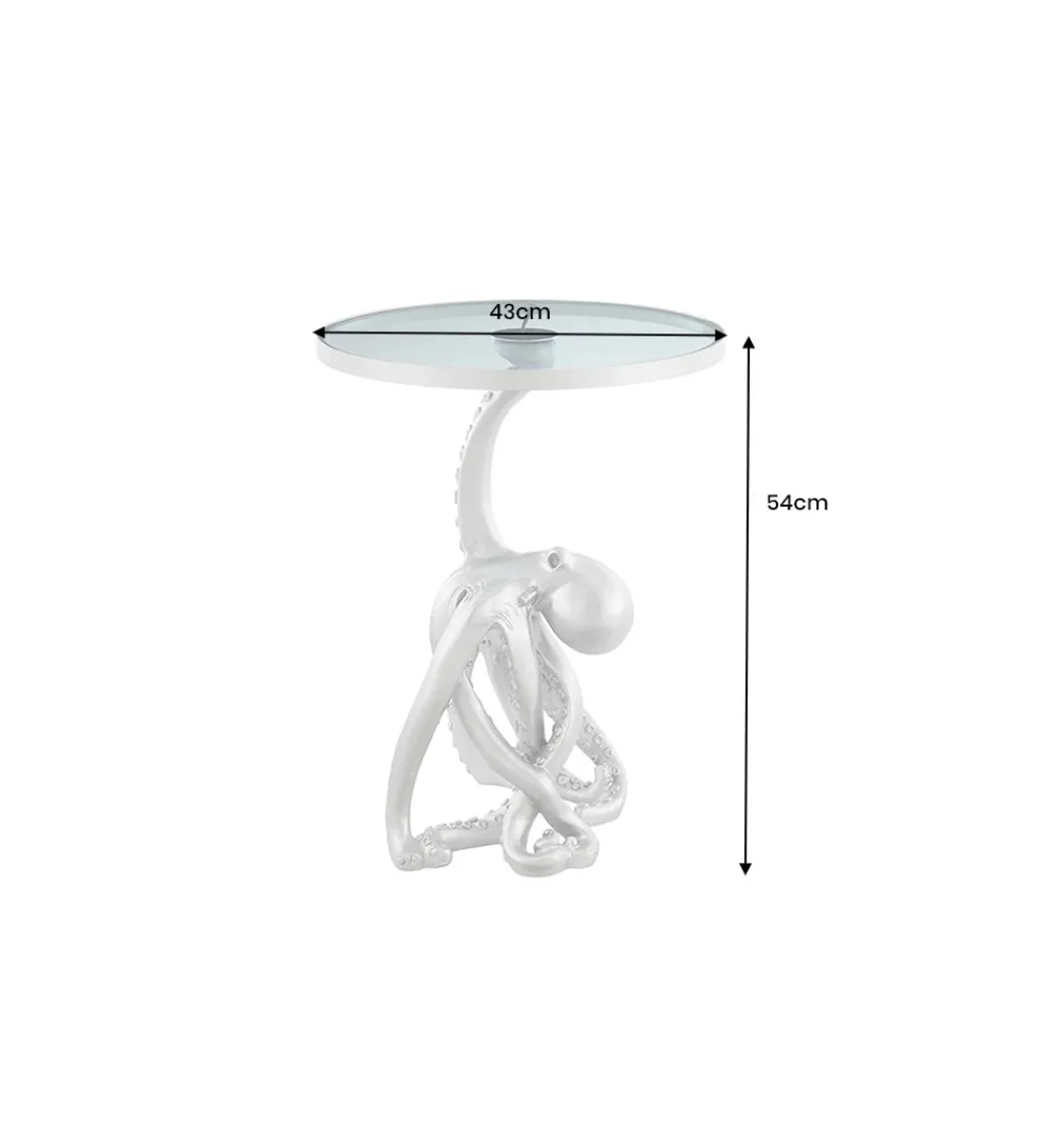 Stolik kawowy boczny WILDLIFE OCTOPUS 55 cm srebrny*Invicta Interior Best