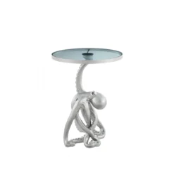 Stolik kawowy boczny WILDLIFE OCTOPUS 55 cm srebrny*Invicta Interior Best