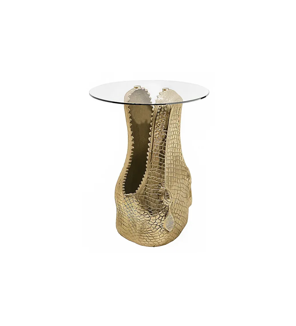 Stolik kawowy boczny WILDLIFE CROCODILE 50 cm złoty*Invicta Interior Outlet