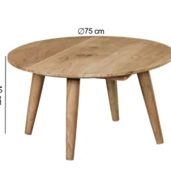 Stolik kawowy BOHA 75 cm drewno akacja*WOHNLING, GERMANY Clearance