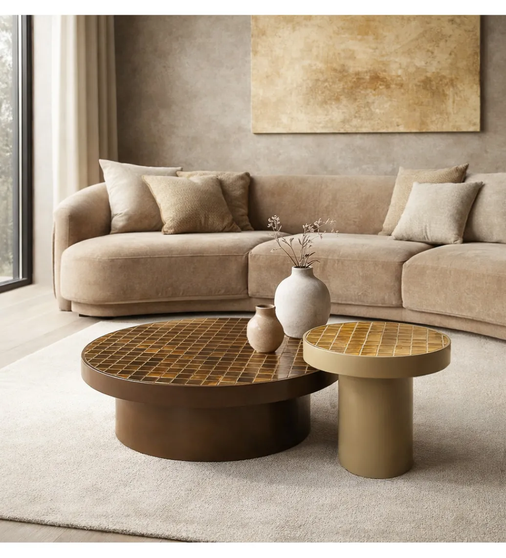 Stolik kawowy BRIX TYLO 80 cm brązowy ceramika*LF-Design Best