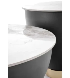 Stolik kawowy CECILIA 48 cm w optyce białego marmuru*Halmar Hot