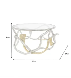 Stolik kawowy COBRA 66 cm złoty srebrny szklany blat*Invicta Interior