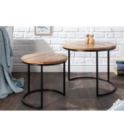 Stolik kawowy CRAFT Elements zestaw 2 naturalny Mango*Invicta Interior - przedsprzedaż New