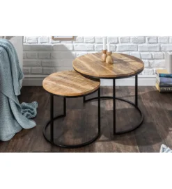 Stolik kawowy CRAFT Elements zestaw 2 naturalny Mango*Invicta Interior - przedsprzedaż New