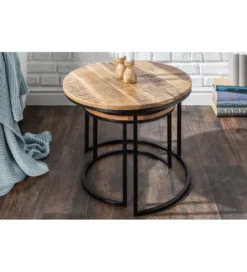 Stolik kawowy CRAFT Elements zestaw 2 naturalny Mango*Invicta Interior - przedsprzedaż New