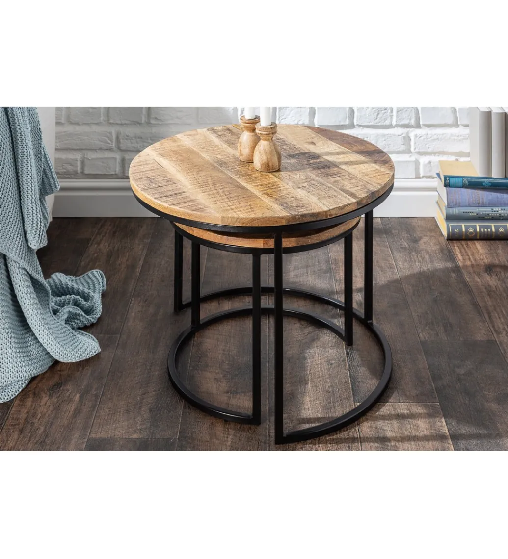 Stolik kawowy CRAFT Elements zestaw 2 naturalny Mango*Invicta Interior - przedsprzedaż New