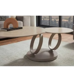 Stolik kawowy DANCING RINGS 135 cm ceramika w optyce trawertynu*Invicta Interior Discount