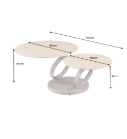 Stolik kawowy DANCING RINGS 135 cm ceramika w optyce trawertynu*Invicta Interior Discount