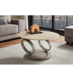 Stolik kawowy DANCING RINGS 135 cm ceramika w optyce trawertynu*Invicta Interior Discount