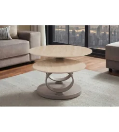 Stolik kawowy DANCING RINGS 135 cm ceramika w optyce trawertynu*Invicta Interior Discount