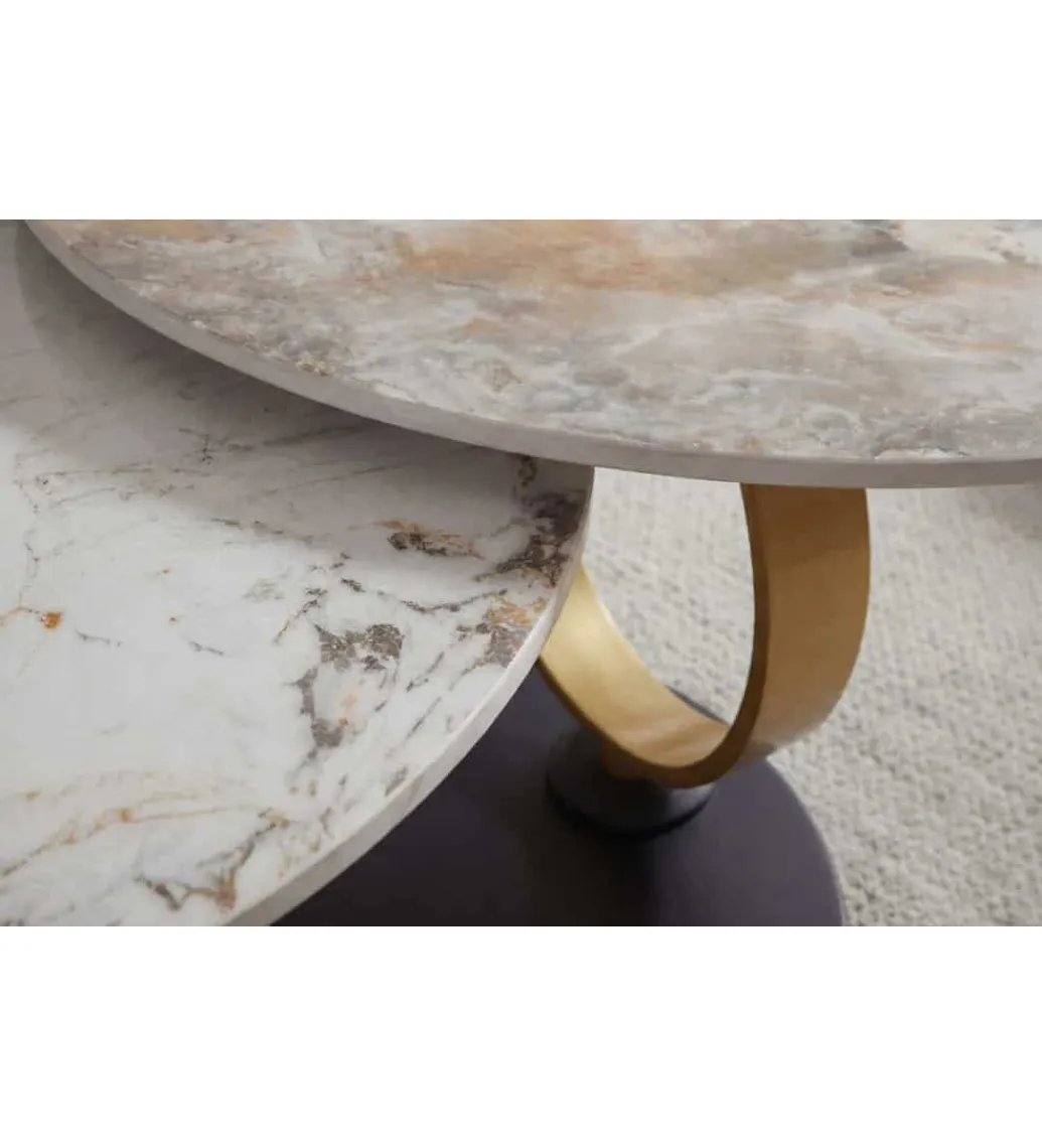 Stolik kawowy DANCING RINGS 135 cm ceramika w optyce marmuru*Invicta Interior Clearance