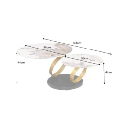 Stolik kawowy DANCING RINGS 135 cm ceramika w optyce marmuru*Invicta Interior Clearance