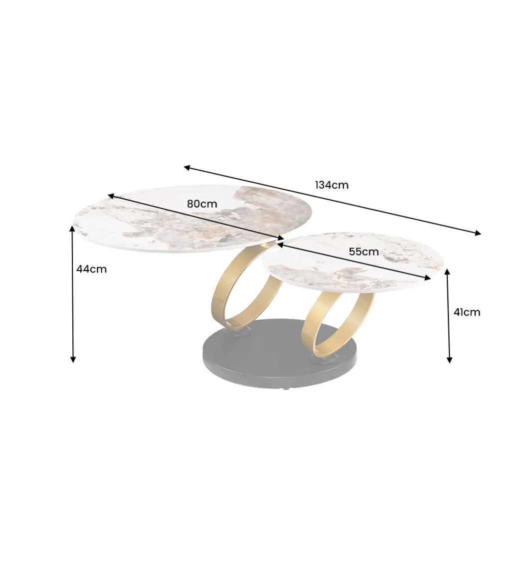 Stolik kawowy DANCING RINGS 135 cm ceramika w optyce marmuru*Invicta Interior Clearance