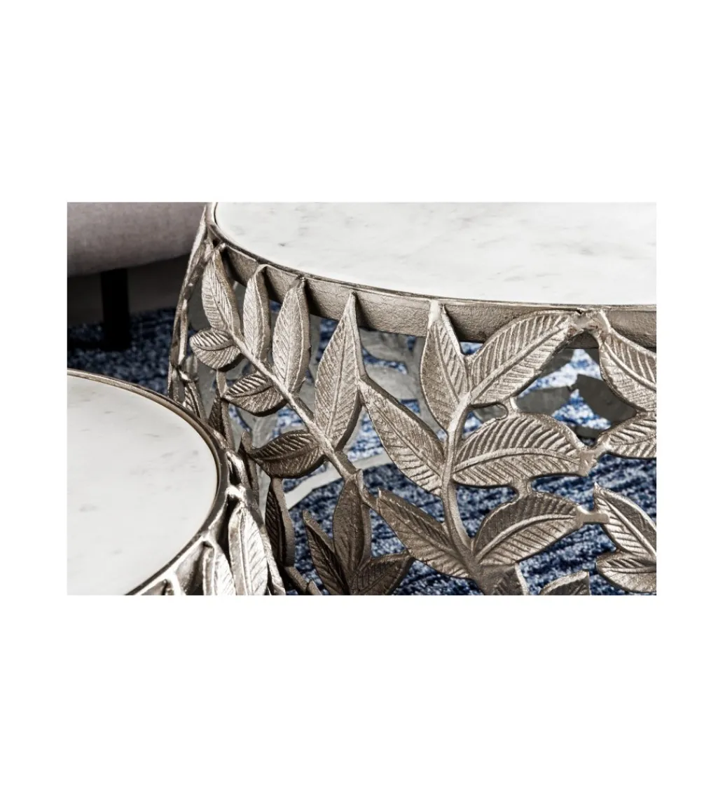 Stolik kawowy DEMETER set 2 srebrny*Invicta Interior Best