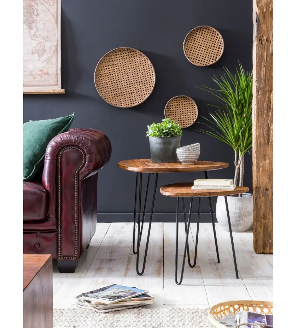 Stolik kawowy DENIA set 2 drewno sheesham*WOHNLING, GERMANY Online