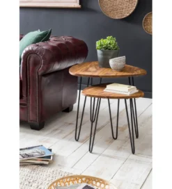Stolik kawowy DENIA set 2 drewno sheesham*WOHNLING, GERMANY Online