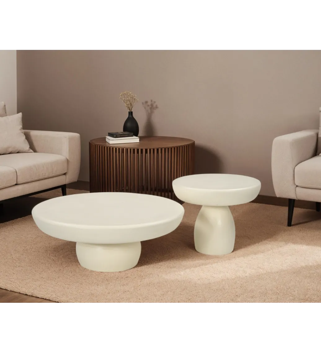 Stolik kawowy DENU 50 cm w kolorze kości słoniowej*LF-Design New