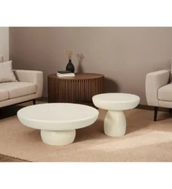 Stolik kawowy DENU 80 cm w kolorze kości słoniowej*LF-Design Best