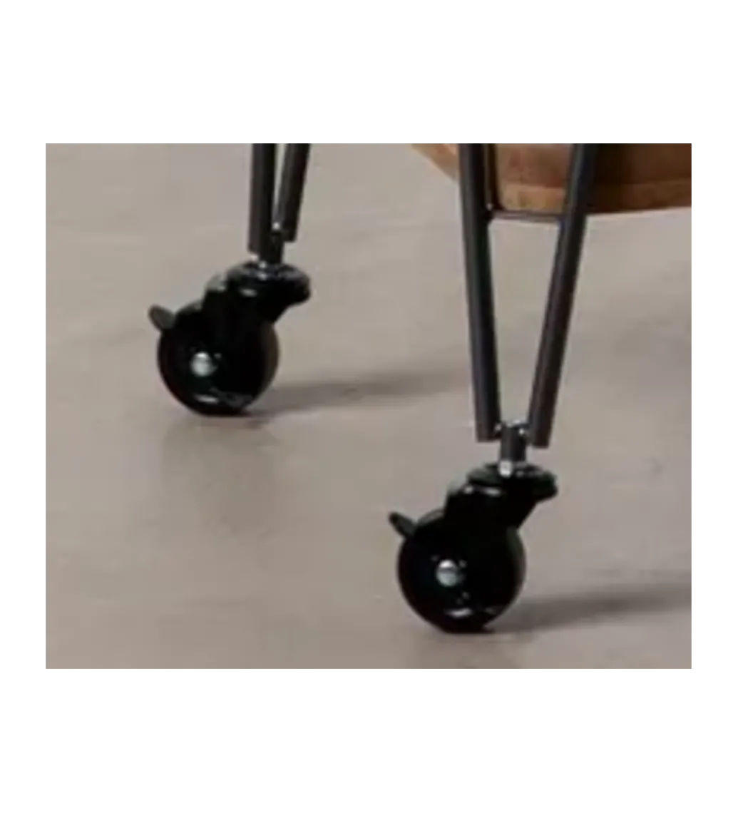 Stolik kawowy DEST 62 cm drewno kauczuk na kółkach*Zona-Design