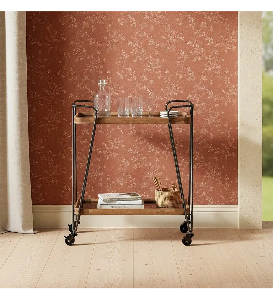 Stolik kawowy DEST 62 cm drewno kauczuk na kółkach*Zona-Design
