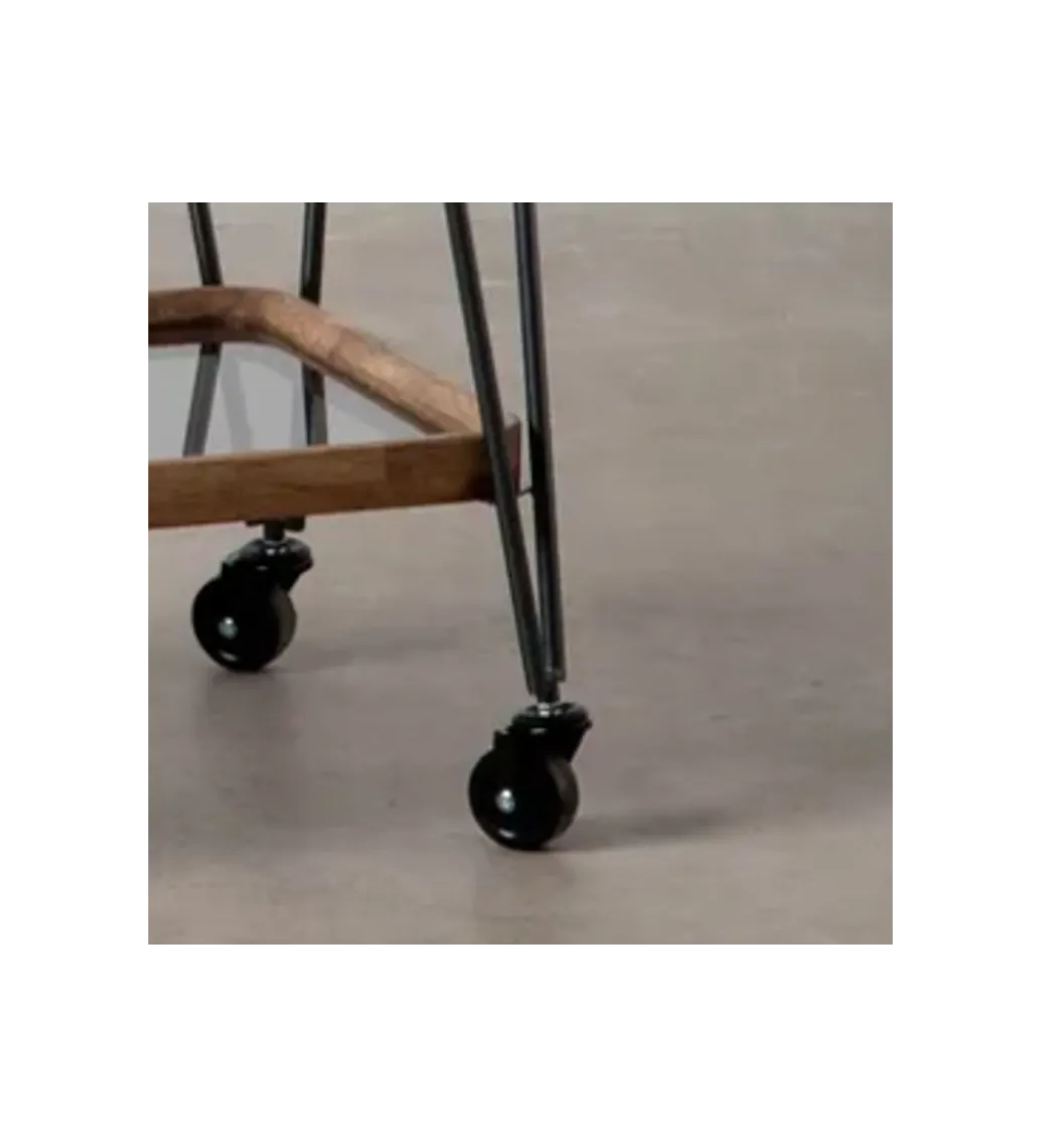 Stolik kawowy DEST 62 cm drewno kauczuk na kółkach*Zona-Design