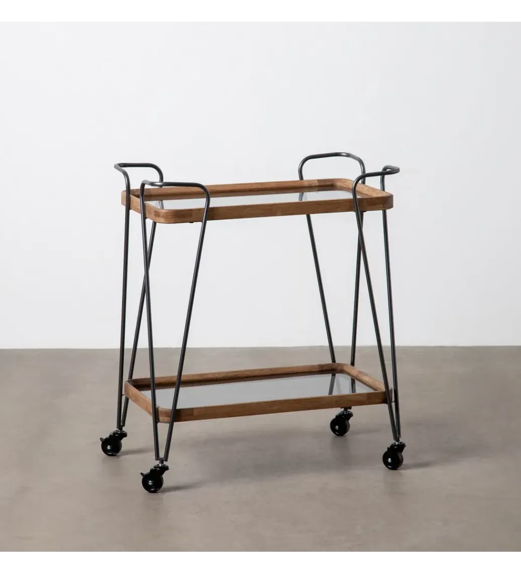 Stolik kawowy DEST 62 cm drewno kauczuk na kółkach*Zona-Design
