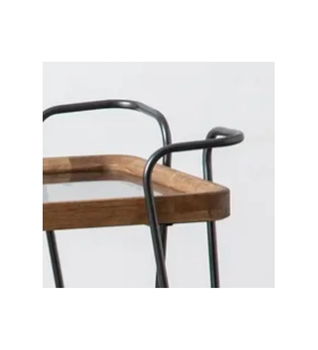 Stolik kawowy DEST 50 cm drewno kauczuk na kółkach*Zona-Design Online