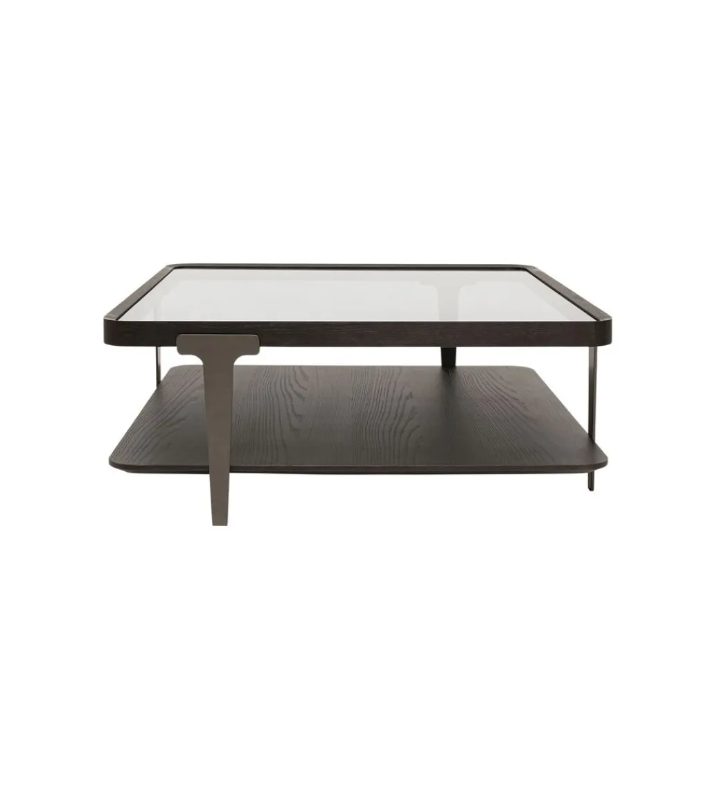 Stolik kawowy DIVINE 100 cm drewno jesion szklany*KARE Online