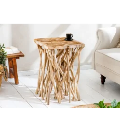 Stolik kawowy DRIFTWOOD 40 cm drewno teak naturalny*Invicta Interior Outlet