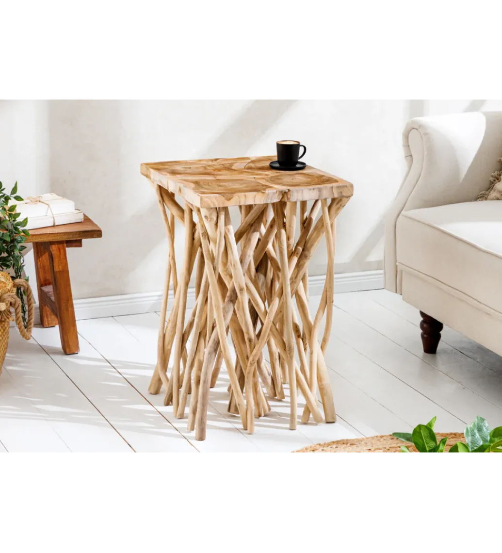 Stolik kawowy DRIFTWOOD 40 cm drewno teak naturalny*Invicta Interior Outlet