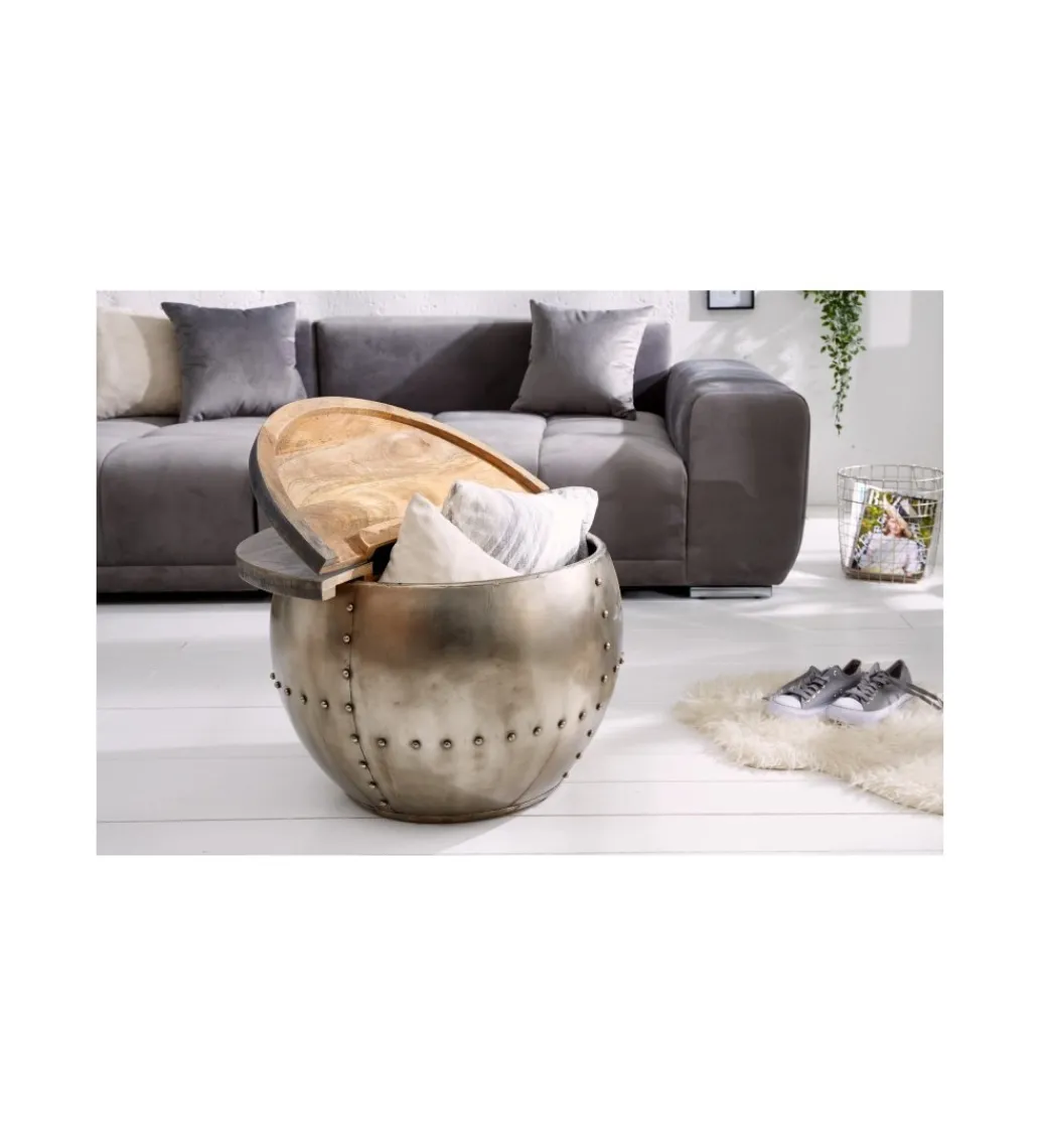 Stolik kawowy Drump Storage 68 cm z blatem z drewna Mango*Invicta Interior - przedsprzedaż New