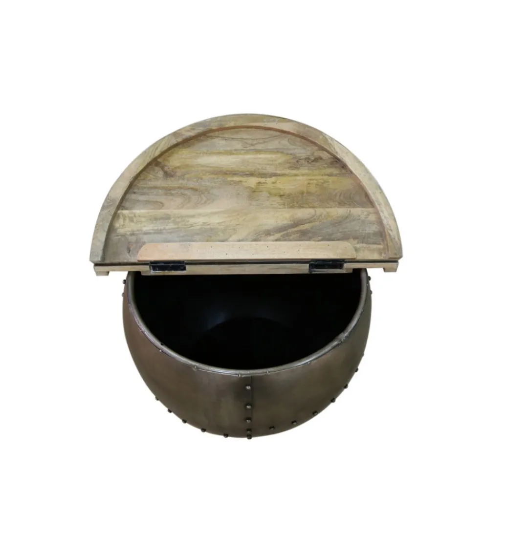 Stolik kawowy Drump Storage 68 cm z blatem z drewna Mango*Invicta Interior - przedsprzedaż New