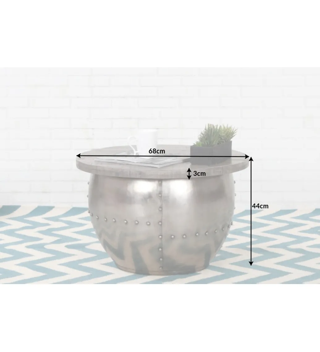 Stolik kawowy Drump Storage 68 cm z blatem z drewna Mango*Invicta Interior - przedsprzedaż New