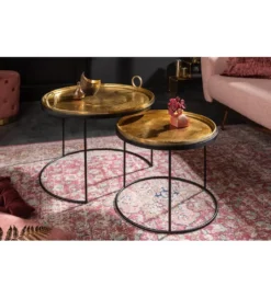 Stolik kawowy Elements Oriental zestaw 2 w kolorze złotym*Invicta Interior Sale