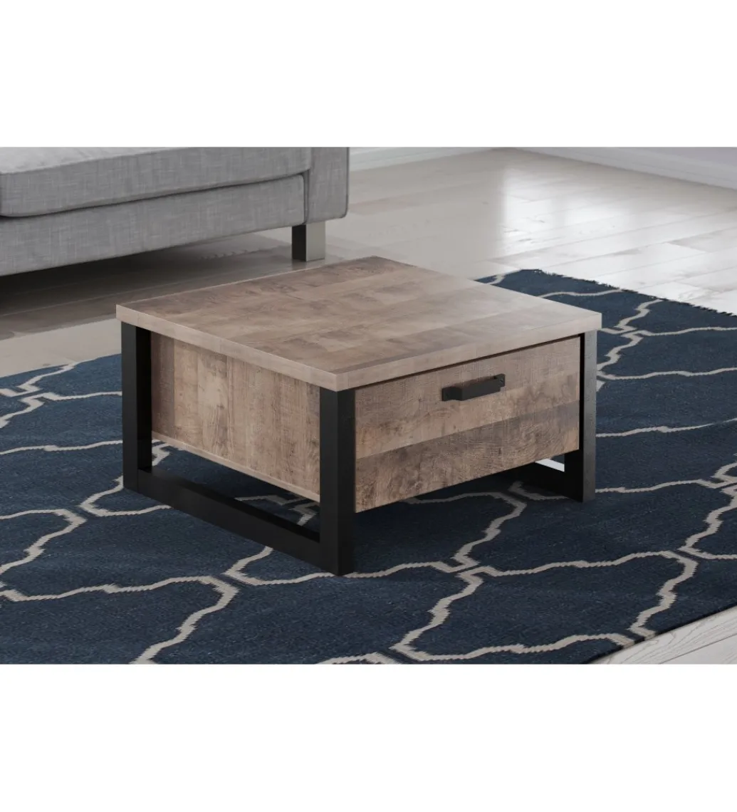 Stolik kawowy EMILE 80 cm w optyce dąb tytoniowo-brązowy*MCA Discount