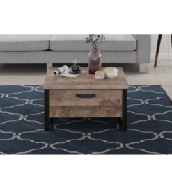 Stolik kawowy EMILE 80 cm w optyce dąb tytoniowo-brązowy*MCA Discount