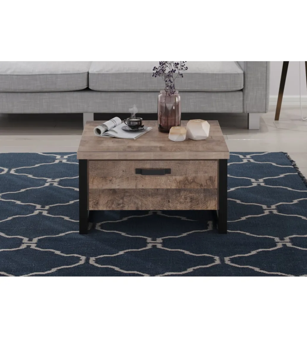 Stolik kawowy EMILE 80 cm w optyce dąb tytoniowo-brązowy*MCA Discount
