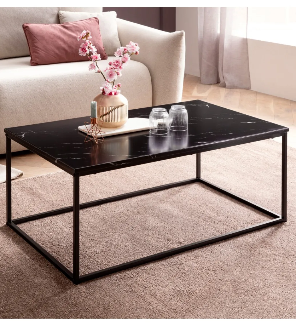 Stolik kawowy ERISA 100 cm w optyce czarnego marmuru*WOHNLING, GERMANY