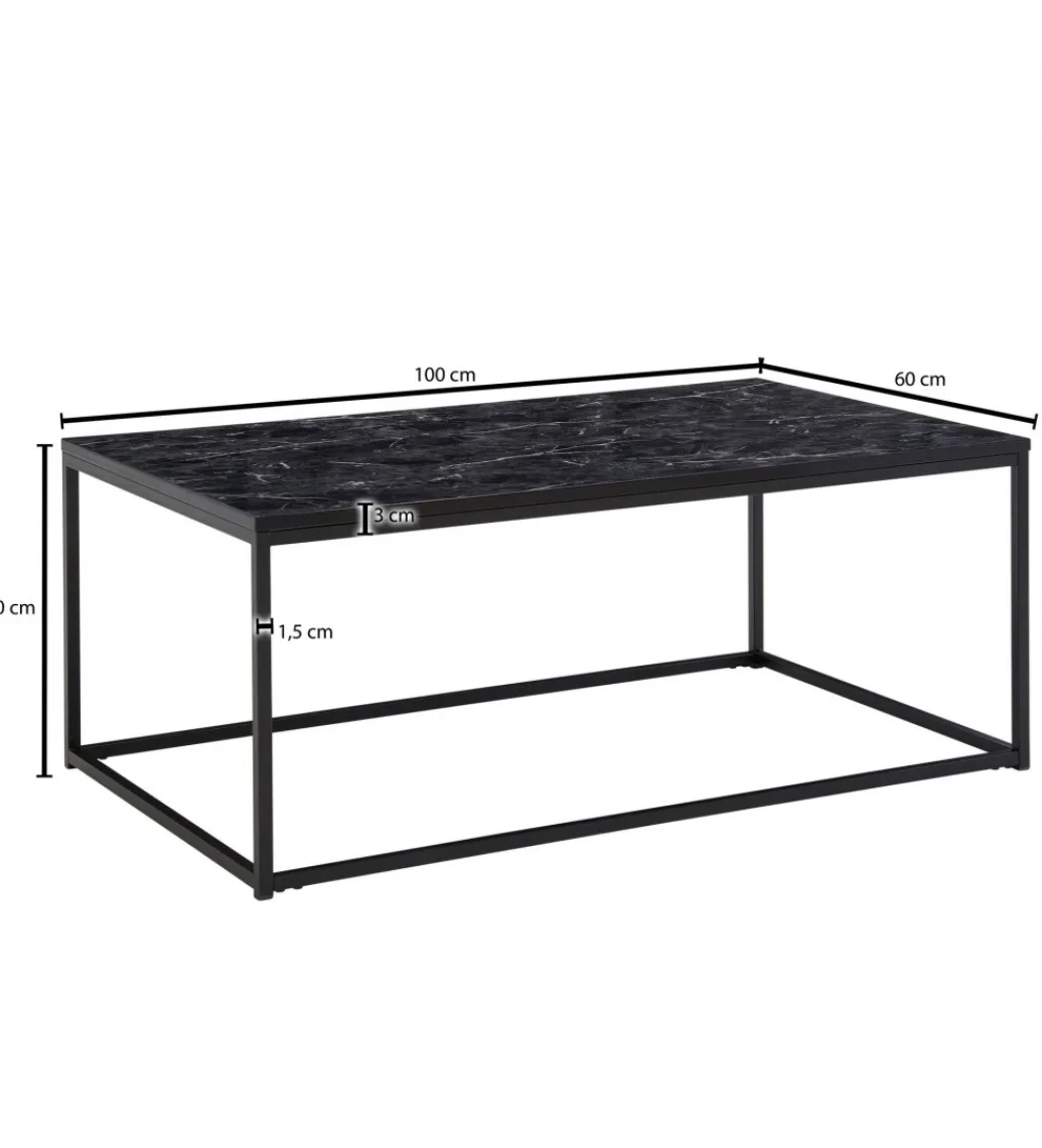 Stolik kawowy ERISA 100 cm w optyce czarnego marmuru*WOHNLING, GERMANY