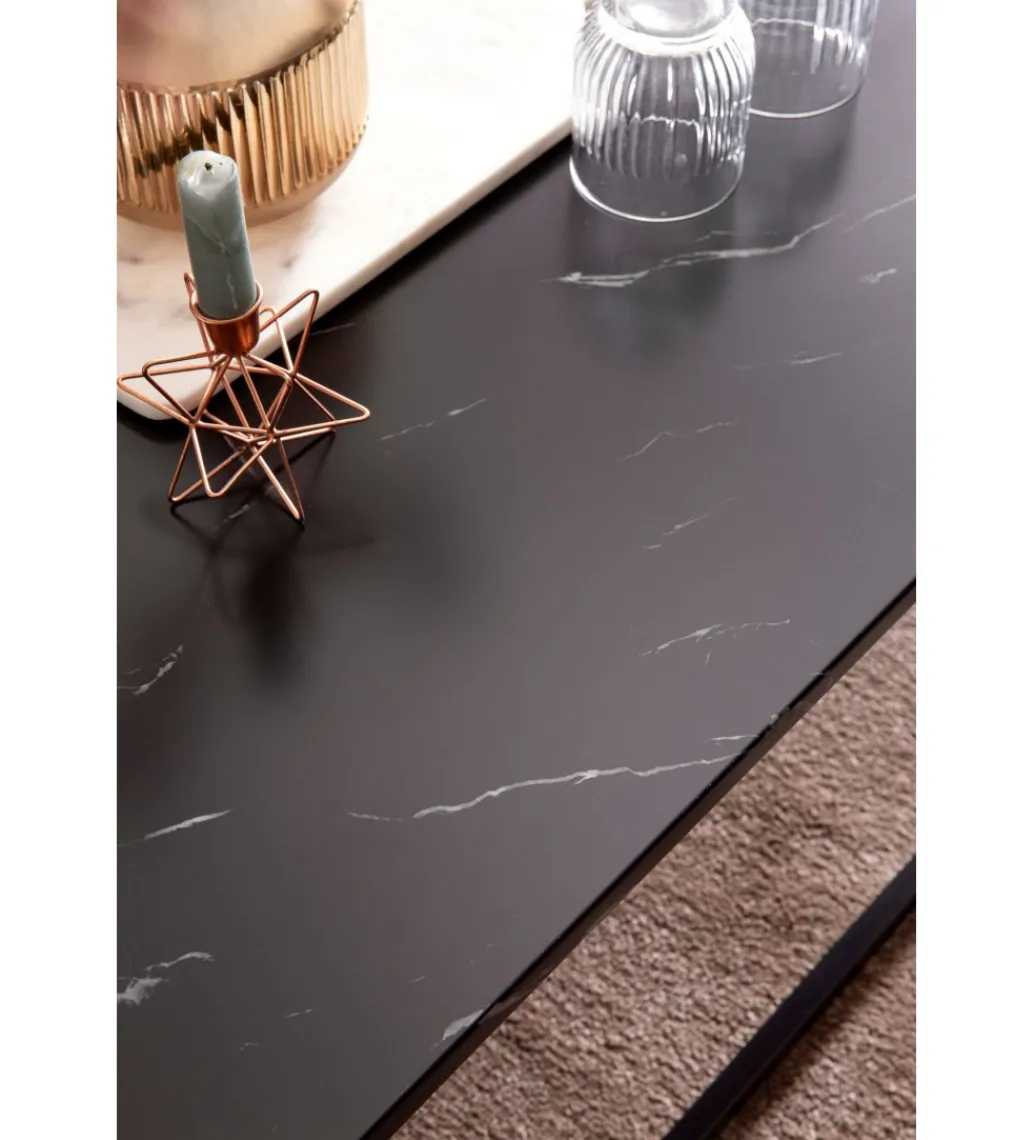 Stolik kawowy ERISA 100 cm w optyce czarnego marmuru*WOHNLING, GERMANY