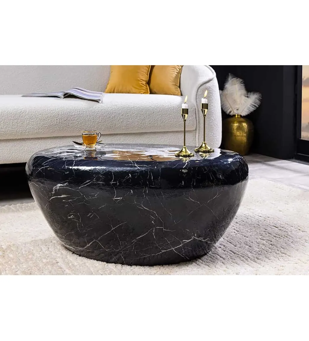 Stolik kawowy EROCK 75 cm w optyce czarnego marmuru*Invicta Interior - przedsprzedaż Sale